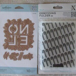 NIB Spellbinders Noel Thin Dies (10 dies) and XCut Candy Cane embossing folder